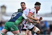11 April 2015; Robbie Diack, Ulster, is tackled by Aly Muldowney, Connacht. Guinness PRO12, Round 19, Connacht v Ulster, Sportsground, Galway. Picture credit: Ramsey Cardy / SPORTSFILE