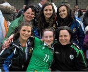 11 April 2015; Aislinn Meaney, Republic of Ireland, with club mates and supporters after the game. UEFA Women’s Under 17 European Championship Elite Phase, Group 2, Republic of Ireland v Netherlands, Turners Cross, Cork. Picture credit: Eoin Noonan / SPORTSFILE