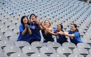 30 April 2008; RTE's Evanne Ní Chuillin with students, from Mount Carmel, Kings Inn Street, from left, Lijing Guan, Claire Jamero, Nitesha Chimea and Alina Dobos at the launch of Ballgirls, a new school initiative supported by the Irish Sports Council. Croke Park, Dublin. Photo by Sportsfile