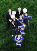 28 April 2008; Founded 10 years ago Castleknock Hurling and Football Club caters for over 1,100 members. The Club is now embarking on its most ambitious project to date, the development of our grounds to include dressing rooms, 2 grass and 1 all-weather pitch in Castleknock. Total estimated project cost is over 5million euro. Pictured at the turning the sod are, An Taoiseach Bertie Ahern, TD, and President of the GAA Nickey Brennan, with young Castleknock GAA players Aisling Murray, Ciara Wylie, Robert Wylie, Darren O'Keeffe and Dylan O'Keeffe. The Club has led an exciting life so far, winning the U14 Féile All Ireland Division 1 title in 2007 as well as winning the McNamee Award for Best GAA Website in 2003. Over 40 juvenile teams take the field in football, hurling and camogie as well as adult ladies and mens teams in football and hurling. Castleknock Hurling and Football Club, Dublin. Photo by Sportsfile
