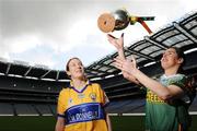 29 April 2008; Clare captain Louise Hinchey, left, and Donegal captain Maria Devenney with the Division 2 cup at Croke Park to announce the details of the Suzuki National Football League Finals, which will be televised live by TG4 on Saturday and Sunday the 3rd and 4th of May. Croke Park, Dublin. Photo by Sportsfile