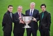 29 April 2008; At the launch of the GAA All-Ireland Senior Football Championship 2008, supported by Toyota, Vodafone and Ulster Bank, are, from left, Dublin captain Alan Brogan, Nickey Brennan, President of the GAA, Cormac McCarthy, Managing Director, Ulster Bank, and Kerry captain Paul Galvin. Croke Park, Dublin. Picture credit: Brendan Moran / SPORTSFILE