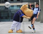 30 April 2008; Some of Ireland's most talented GAA stars gathered in Dublin to kick off Ulster Bank's sponsorship campaign for the 2008 GAA Football Championships. Led by mascot Henri Hippo, the 'UB Stars' team consists of an unrivalled selection of top footballers and hurlers, all working for various Ulster Bank branches across the country. At the launch is Henri Hippo with Dublin's Bryan Cullen. Ulster Bank Georges Quay, Dublin. Picture credit: Brian Lawless / SPORTSFILE