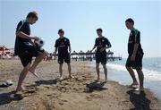 3 May 2008; Republic of Ireland players, from left, Conor Clifford, Aaron Doran, Johnny Dunleavy and Greg Cunningham, relax on the beach ahead of their opening game against France on Sunday. UEFA U17 European Championship, WOW Topkapi Palace, Antalya, Turkey. Photo by Sportsfile