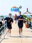 3 May 2008; Republic of Ireland players Johnny Dunleavy, left, and Greg Cunningham relax at the beach ahead of their opening game against France on Sunday. UEFA U17 European Championship, WOW Topkapi Palace, Antalya, Turkey. Photo by Sportsfile