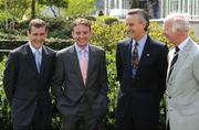 6 May 2008; At the launch of the Irish Summer Flat racing programme, hosted by Horse Racing Ireland and the Curragh and Leopardstown racecourses, were, jockeys Pat Smullen, left, and Declan McDonogh with trainers Jim Bolger and John Oxx, right. Four Seasons Hotel, Dublin. Picture credit: Stephen McCarthy / SPORTSFILE