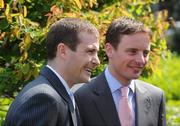 6 May 2008; At the launch of the Irish Summer Flat racing programme, hosted by Horse Racing Ireland and the Curragh and Leopardstown racecourses, were, jockeys Pat Smullen, left, and Declan McDonogh. Four Seasons Hotel, Dublin. Picture credit: Stephen McCarthy / SPORTSFILE