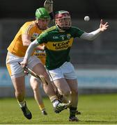 11 April 2015; Sean Weir, Kerry, in action against Mathew Donnelly, Antrim. Allianz Hurling League Division 1B Promotion / Relegation Play-off, Antrim v Kerry, Parnell Park, Dublin. Picture credit: Ray McManus / SPORTSFILE