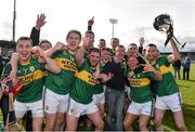 11 April 2015; The Kerry players celebrate victory with Francis 'Buff' Egan, from Kilgarvan. Allianz Hurling League Division 1B Promotion / Relegation Play-off, Antrim v Kerry, Parnell Park, Dublin. Picture credit: Ray McManus / SPORTSFILE