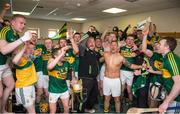 11 April 2015; The Kerry players celebrate in the dressing room after the game. Allianz Hurling League Division 1B Promotion / Relegation Play-off, Antrim v Kerry, Parnell Park, Dublin. Picture credit: Ray McManus / SPORTSFILE
