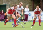 12 April 2015; Ruth Maguire, Pegasus, in action against Bryony Biggam, Loreto. Irish Hockey League 2015, Women's Final, Pegasus v Loreto, Grange Road, Rathfarnham, Dublin. Picture credit: Matt Browne / SPORTSFILE