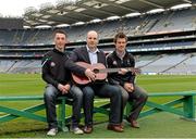 13 April 2015; Kildare footballer Emmet Bolton and hurler Paddy McKenna were on hand to help launch Kildare GAA’s first ever county music festival “Kildare Goes Country” at Croke Park today. The concert itself takes place on Sunday June 14th at 2 pm in St. Conleth’s Park, Newbridge with well known artists such as Michael English, Crystal Swing, Mike Denver, Declan Nerney, Liam Kett, Johnny Peters, Johnny Costello, Jimmy Buckley, Lisa McHugh, Tara Shamrock and The Conquerors all performing, ensuring that the event will be one to remember. Tickets are priced at €20 prior to the event, €25 on the day, and are available through www.tickets.ie, phone 045 431894 or email kildaregoescountry@gmail.com. Pictured is Kildare GAA chairman Ger Donnelly with Kildare hurler Paddy McKenna, left, and Kildare footballer Emmet Bolton at the launch. Croke Park, Dublin. Picture credit: Piaras O Midheach / SPORTSFILE