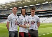 13 April 2015; Kildare footballer Emmet Bolton and hurler Paddy McKenna were on hand to help launch Kildare GAA’s first ever county music festival “Kildare Goes Country” at Croke Park today. The concert itself takes place on Sunday June 14th at 2 pm in St. Conleth’s Park, Newbridge with well known artists such as Michael English, Crystal Swing, Mike Denver, Declan Nerney, Liam Kett, Johnny Peters, Johnny Costello, Jimmy Buckley, Lisa McHugh, Tara Shamrock and The Conquerors all performing, ensuring that the event will be one to remember. Tickets are priced at €20 prior to the event (€25 on the day) and are available through www.tickets.ie or phone 045 431894 or email kildaregoescountry@gmail.com Pictured country music star Lisa McHugh with Kildare hurler Paddy McKenna, left, and Kildare footballer Emmet Bolton. Croke Park, Dublin. Picture credit: Piaras O Midheach / SPORTSFILE