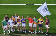 6 May 2008; Intercounty players left to right, Mark Foley, Limerick, John Lee, Galway, Niall Holmes, Laois, Sean Delargy, Antrim, Stephen Hiney, Dublin, Rory Jacob, Wexford, Paul Ormond, Tipperary, John Gardiner, Cork, Kevin Brady, Offaly, Brian O'Connell, Clare and Brendan Murtagh, Westmeath, at the GAA Hurling All-Ireland Senior Championship launch, Croke Park, Dublin. Picture credit: David Maher / SPORTSFILE