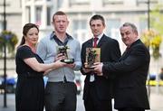 7 May 2008; Tipperary hurler Shane McGrath, second from right, and Derry footballer Fergal Doherty, are presented with the Vodafone GAA All Stars Player of the Month Awards for April by GAA President Nickey Brennan and Rosemary Steen Vodafone's Director of Corporate Affairs. The Westbury Hotel, Dublin. Picture credit: Brian Lawless / SPORTSFILE