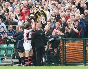 9 May 2008; Ulster's David Humphrey, salutes the fans as he comes off the Ravenhill Park pitch for his final game. Magners League, Ulster v Cardiff Blues, Ravenhill Park, Belfast, Co. Antrim. Picture credit: Oliver McVeigh / SPORTSFILE