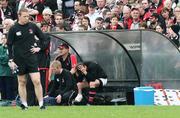 9 May 2008; Ulster's David Humphrey, with his head in his hands on the bench after comeing off the Ravenhill Park pitch for his final game. Magners League, Ulster v Cardiff Blues, Ravenhill Park, Belfast, Co. Antrim. Picture credit: Oliver McVeigh / SPORTSFILE