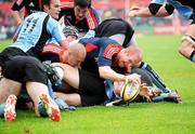 10 May 2008; Paul O'Connell, Munster, goes over for his try against Glasgow Warriors. Magners League, Munster v Glasgow Warriors, Musgrave Park, Cork. Picture credit: Matt Browne / SPORTSFILE