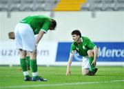 10 May 2008; Republic of Ireland's John Dunleavy and Mark Connolly, left, show their disapointment after Keko scored Spain's third goal. UEFA European Under-17 Championship Group B, Republic of Ireland v Spain, Mardan Sport Complex, Antalya, Turkey. Picture credit: Pat Murphy / SPORTSFILE