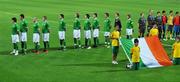 10 May 2008; The Republic of Ireland team stand for the national anthem. UEFA European Under-17 Championship Group B, Republic of Ireland v Spain, Mardan Sport Complex, Antalya, Turkey. Picture credit: Pat Murphy / SPORTSFILE