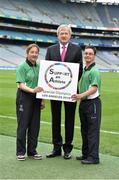 15 April 2015; Ard Stiúrthoir of the GAA Paraic Duffy with Special Olympics Ireland Athletes Michaelle Stynes, Basketball, and Billy Kane, Gymnastics, in attendance at the announcement of the GAA charities for 2015. Croke Park, Dublin. Picture credit: Matt Browne / SPORTSFILE