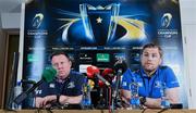 16 April 2015; Leinster's Jamie Heaslip, right, and head coach Matt O'Connor during a press conference at Leinster Rugby Offices, UCD, Belfield, Dublin. Picture credit: Ramsey Cardy / SPORTSFILE