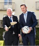 16 April 2015; The Irish Sports Council and the GPA today announced grants for 2015. In attendance at the announcement are Minister of State for Tourism and Sport, Michael Ring TD, left, and Dessie Farrell, Chief Executive of the GPA. Merrion Hotel, Dublin. Picture credit: Pat Murphy / SPORTSFILE