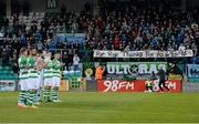 17 April 2015; Shamrock Rovers players stand for a minute's applause in memory of former Shamrock Rovers player and manager Ray Treacy. SSE Airtricity League Premier Division, Shamrock Rovers v Dundalk. Tallaght Stadium, Tallaght, Co. Dublin. Picture credit: Matt Browne / SPORTSFILE