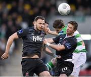 17 April 2015; Andy Boyle and Ronan Finn, Dundalk, in action against Ryan Brennan and David O'Connor, Shamrock Rovers. SSE Airtricity League Premier Division, Shamrock Rovers v Dundalk. Tallaght Stadium, Tallaght, Co. Dublin. Picture credit: Matt Browne / SPORTSFILE