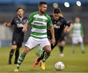17 April 2015; Stephen McPhail, Shamrock Rovers, in action against Darren Meenan, Dundalk. SSE Airtricity League Premier Division, Shamrock Rovers v Dundalk. Tallaght Stadium, Tallaght, Co. Dublin. Picture credit: Matt Browne / SPORTSFILE