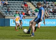 18 April 2015; Aaron Elliot, Dublin, shoots to score his side's first goal of the game. Electric Ireland Leinster GAA Football Minor Championship, Dublin v Offaly, Parnell Park, Dublin. Picture credit: Piaras Ó Mídheach / SPORTSFILE