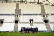18 April 2015; Leinster players huddle together during their captain's run before the European Rugby Champions Cup Semi-Final against RC Toulon. Stade Vélodrome, Marseilles, France. Picture credit: Stephen McCarthy / SPORTSFILE