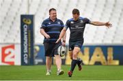 18 April 2015; Leinster's Jimmy Gopperth and head coach Matt O'Connor, left, during their captain's run before the European Rugby Champions Cup Semi-Final against RC Toulon. Stade VÃ©lodrome, Marseilles, France. Picture credit: Stephen McCarthy / SPORTSFILE