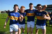 18 April 2015; Tipperary players, from left, Jimmy Feehan, Josh Keane, Liam Casey and Colin O'Riordan following their side's victory. EirGrid GAA All-Ireland U21 Football Championship Semi-Final, Dublin v Tipperary. O'Connor Park, Tullamore, Co. Offaly. Picture credit: Ramsey Cardy / SPORTSFILE