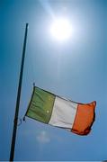 18 April 2015; The tricolour flies at half-mast at Parnell Park to honour the late Dave Billings. Electric Ireland Leinster GAA Football Minor Championship, Dublin v Offaly, Parnell Park, Dublin. Picture credit: Piaras Ó Mídheach / SPORTSFILE