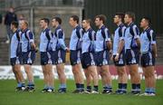 26 April 2008; The Dublin team stand together for the national anthem before the game. Allianz National Football League, Division 2 Final, Dublin v Westmeath, Pairc Tailteann, Navan, Co. Meath. Picture credit: Brendan Moran / SPORTSFILE