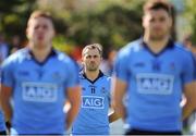 19 April 2015; Dublin's Alan Brogan stands for the National Anthem. Senior Football Challenge, Dublin v Galway, Skerries Harps GAA Clubhouse, Skerries,  Co. Dublin. Picture credit: Ray Lohan / SPORTSFILE