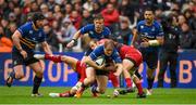 19 April 2015; Luke Fitzgerald, Leinster, is tackled by Sebastien Tillous-Borde, left, and Frederic Michalak, Toulon. European Rugby Champions Cup Semi-Final, RC Toulon v Leinster. Stade Vélodrome, Marseilles, France. Picture credit: Stephen McCarthy / SPORTSFILE