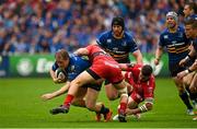19 April 2015; Luke Fitzgerald, Leinster, is tackled by Frederic Michalak, and Sebastien Tillous-Borde, Toulon. European Rugby Champions Cup Semi-Final, RC Toulon v Leinster. Stade Vélodrome, Marseilles, France. Picture credit: Brendan Moran / SPORTSFILE