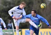 19 April 2015; Dylan Roche, Liffey Wanderers, in action against Andy Moore, Northend United. FAI Aviva Junior Cup, Semi-Final, North End Utd v Liffey Wanderers. Ferrycarrig Park, Wexford. Picture credit: David Maher / SPORTSFILE