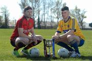 20 April 2015; In attendance at a photocall ahead of the Allianz Football League Division 2 Final this weekend are Donal O'Hare, left, Down and Neil Collins, Roscommon, with the Allianz Football League Division 2 trophy. Croke Park, Dublin. Picture credit: Brendan Moran / SPORTSFILE