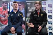 20 April 2015; General view of the press conference ahead of the Allianz Football League Division 1 and 2  Finals this weekend featuring footballers Neil Collins, left, Roscommon, and Donal O'Hare, Down. Croke Park, Dublin. Picture credit: Brendan Moran / SPORTSFILE