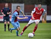 20 April 2015; Cathal Brady, Drogheda United, in action against Killian Brennan, St Patrick's Athletic. SSE Airtricity League Premier Division, St Patrick's Athletic v Drogheda United. Richmond Park, Dublin. Picture credit: David Maher / SPORTSFILE