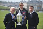 12 May 2008; Last year's winning captain Dan Murray, of Cork City, with Republic of Ireland manager Giovanni Trapattoni, left, and assistant manager Marco Tardelli, at a photocall ahead of the FAI Ford Cup 3rd round draw. Gannon Park, Malahide, Dublin. Picture credit: Brendan Moran / SPORTSFILE