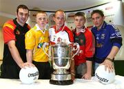 13 May 2008; Inter county players Ryan Mellon, Tyrone, Paddy Cunningham, Antrim, Kevin McCloy, Derry, Luke Howard, Down, and Michael Hannon, Antrim, at the launch of GAA Football Ulster Senior Championship 2008. Ramada Hotel, Belfast. Picture credit: Oliver McVeigh / SPORTSFILE