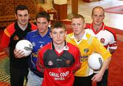 13 May 2008; Inter county players Ryan Mellon, Tyrone, Michael Hannon, Cavan, Luke Howard, Down,  Paddy Cunningham, Antrim, and Kevin McCloy, Derry, at the Launch of GAA Football Ulster Senior Championship 2008. Ramada Hotel, Belfast. Picture credit: Oliver McVeigh / SPORTSFILE