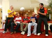 13 May 2008; Inter county players Paddy Cunningham, Antrim, Kevin McCloy, Derry, Luke Howard, Down, Michael Hannon, Cavan, and Ryan Mellon, Tyrone, at the Launch of GAA Football Ulster Senior Championship 2008. Ramada Hotel, Belfast. Picture credit: Oliver McVeigh / SPORTSFILE