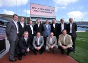 15 May 2008; TV3 has announced its GAA Line-up at Croke Park for Championship Season 2008. All live matches will be hosted by Matt Cooper and he will be joined in the studio by three expert panelists for each match. In addition to the live matches, TV3 will also broadcast a new Thursday prime time magazine show &quot;Championship Throw-In&quot;, starting on May 29th. Pictured at the announcement are panellists, back, from left, David Brady, Daithi Regan, Pat Kiely, Commercial Director, TV3, Presenter Matt Cooper, Eugene McGee, Joe Kernan, Liam Griffin and Peter Cavnavan with front, from left, Nicky English, Senan Connell, Jamesie O'Connor and Paul Earley. Croke Park, Dublin. Picture credit: Brendan Moran / SPORTSFILE  *** Local Caption ***