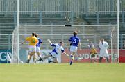 18 May 2008; Conor McGourthy, 14, Antrim, scores his side's first goal past Cavan goalkeeper James Reilly. GAA Football Ulster Senior Championship Preliminary Round, Antrim v Cavan, Casement Park, Belfast. Photo by Sportsfile *** Local Caption ***