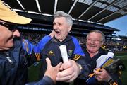 18 May 2008; Wicklow manager Mick O'Dwyer celebrates with selector Arthur Ffrench, left, and Martin Coleman. GAA Football Leinster Senior Championship 1st Round, Kildare v Wicklow, Croke Park, Dublin. Picture credit: Brendan Moran / SPORTSFILE